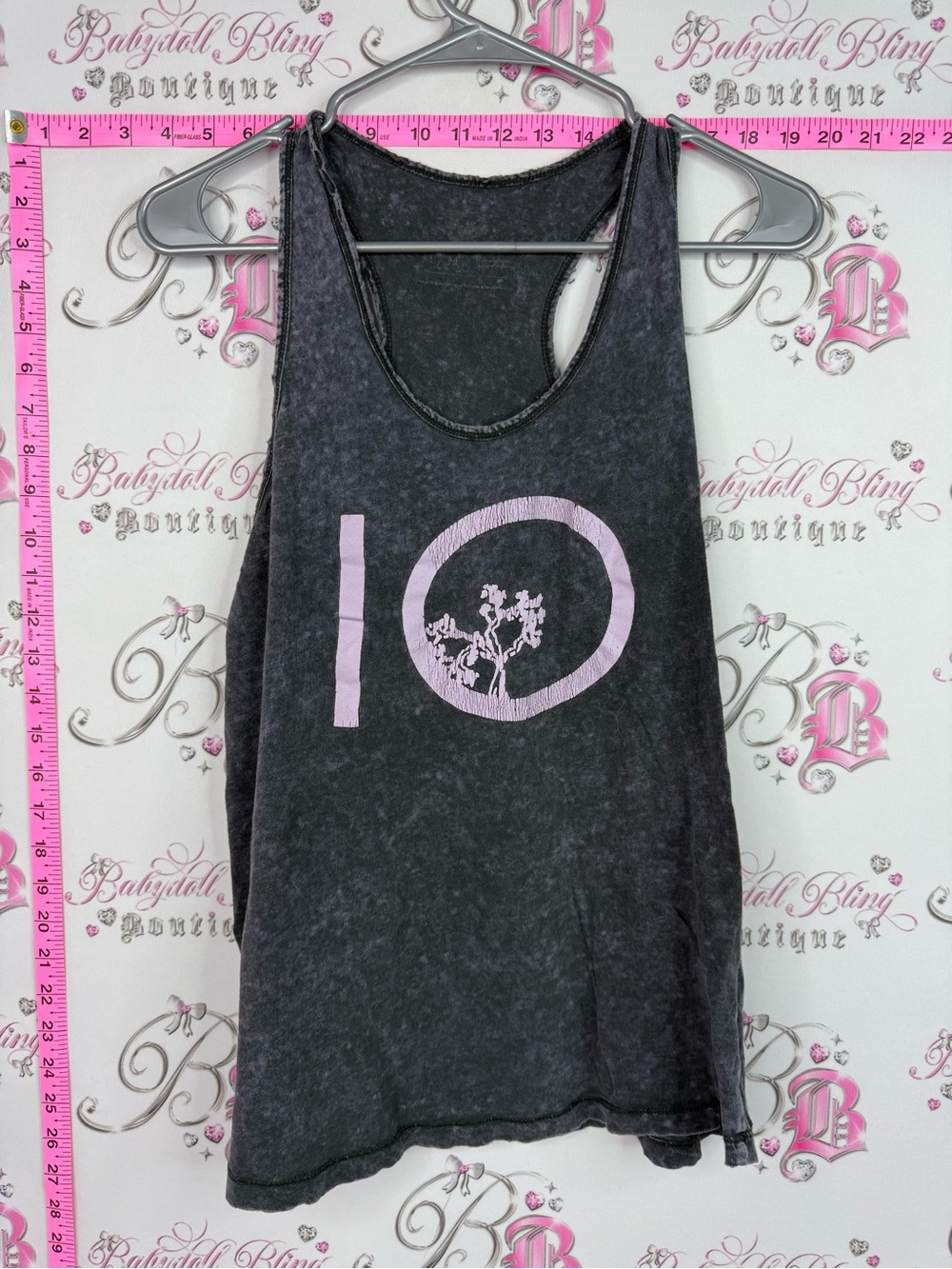 tentree tank top grey Black Mineral Wash Tank with Pink purple Graphic